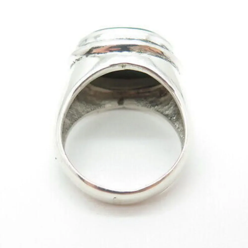 Elegant Malachite Green Stone Silver Ring - Picture 5 of 8